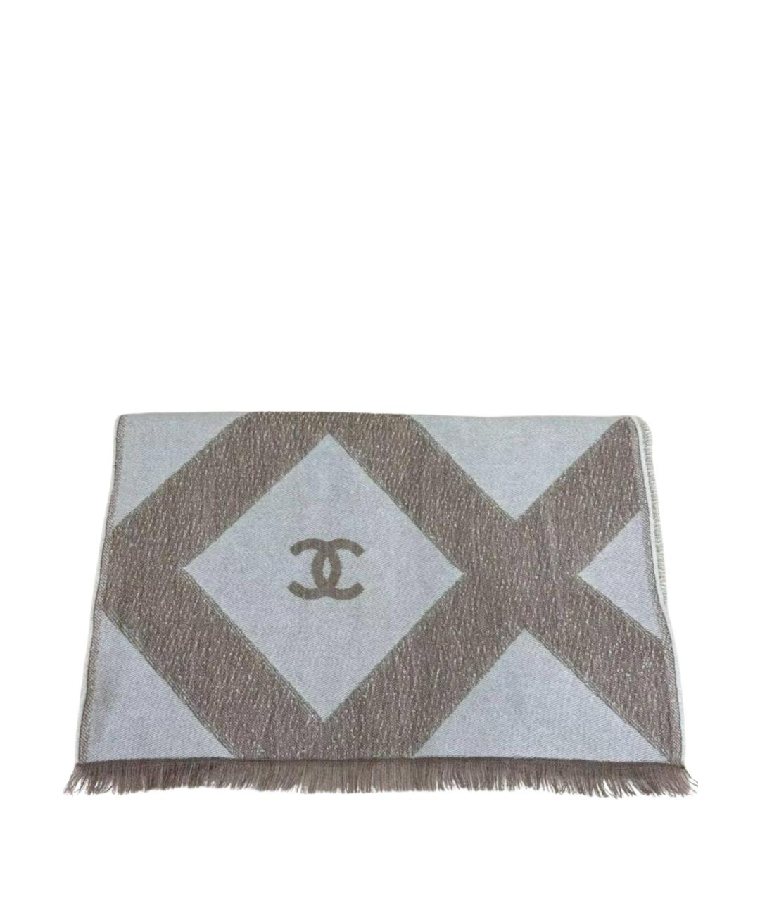 CHANEL Серый шерстяной шарф, фото 1