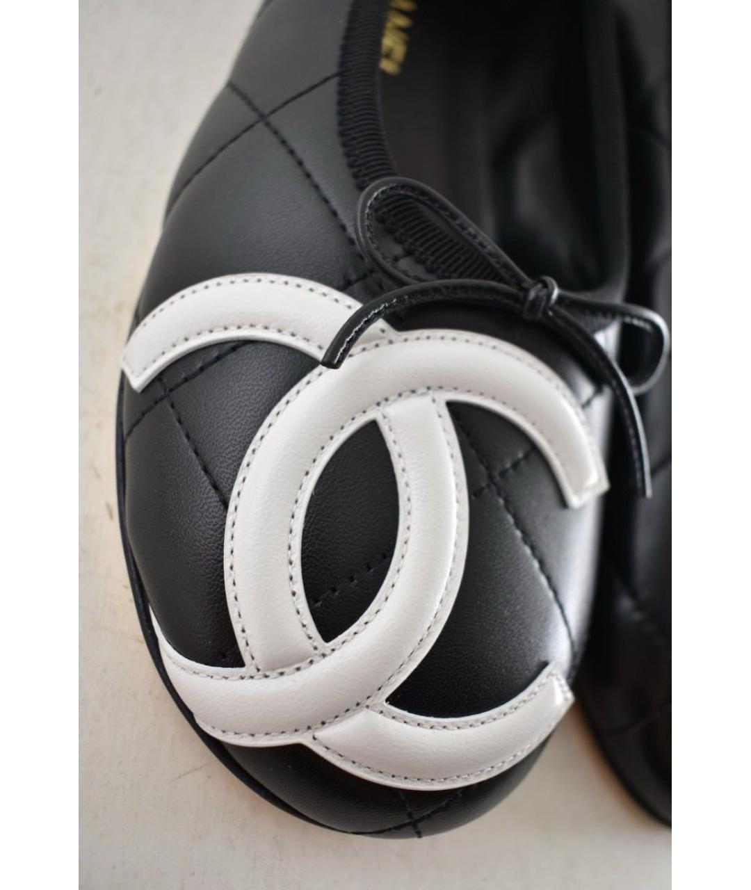 CHANEL Черные кожаные балетки, фото 5