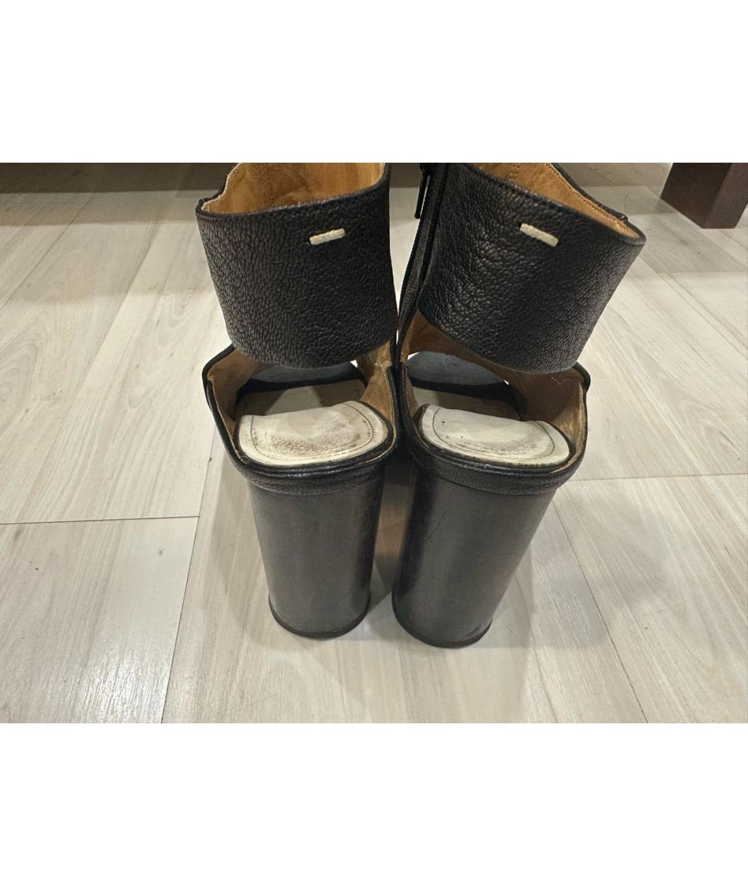 MAISON MARGIELA Черные кожаные босоножки, фото 3