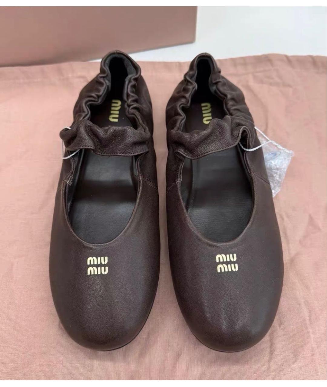 MIU MIU Коричневые кожаные мокасины, фото 4