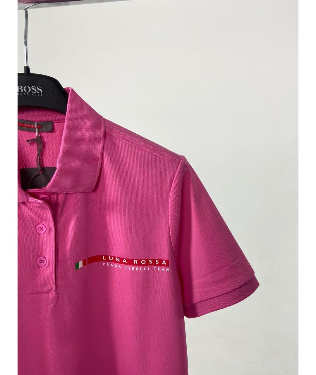 PRADA Розовая полиэстеровая футболка, фото 7