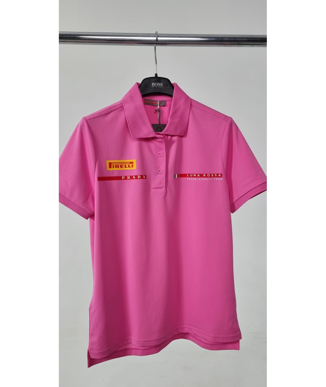 PRADA Розовая полиэстеровая футболка, фото 6