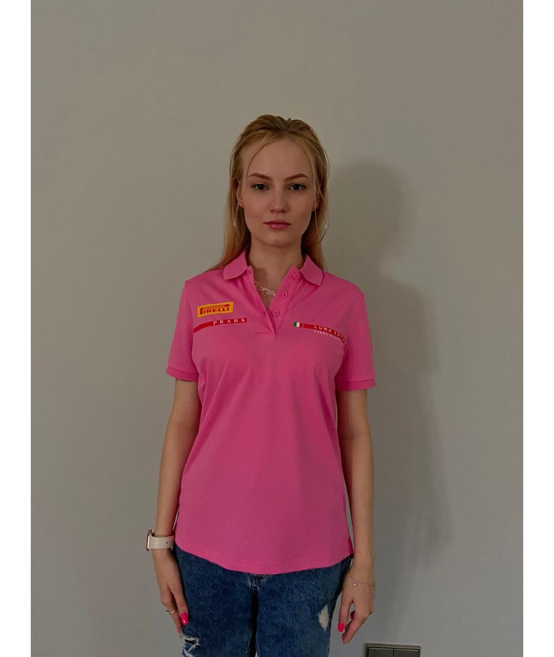 PRADA Розовая полиэстеровая футболка, фото 5