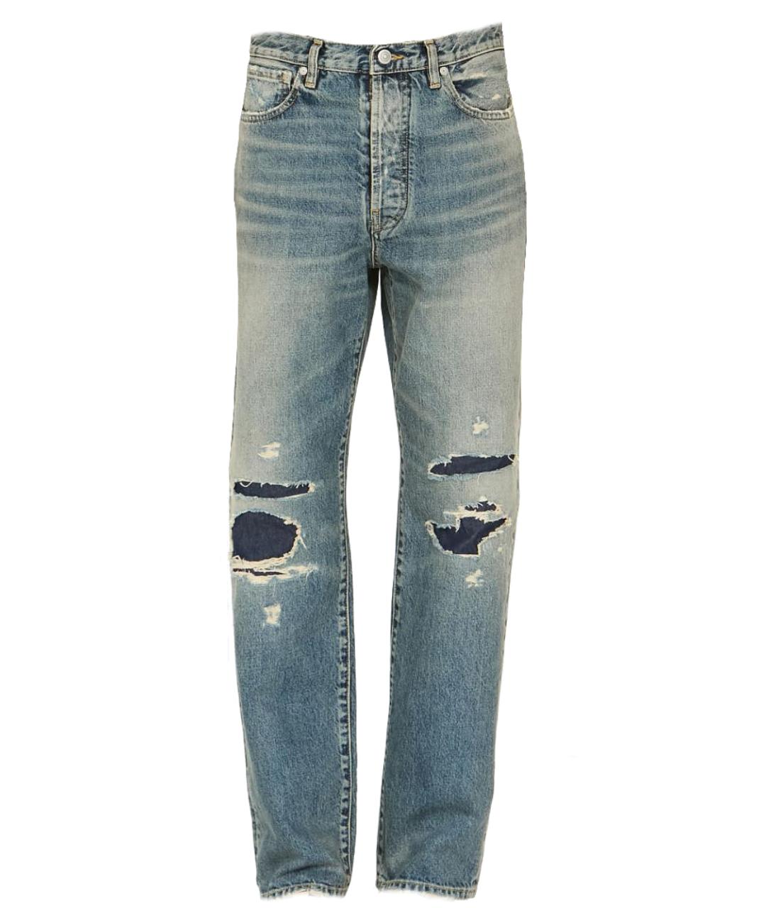 MAISON MARGIELA Голубые хлопковые прямые джинсы, фото 1