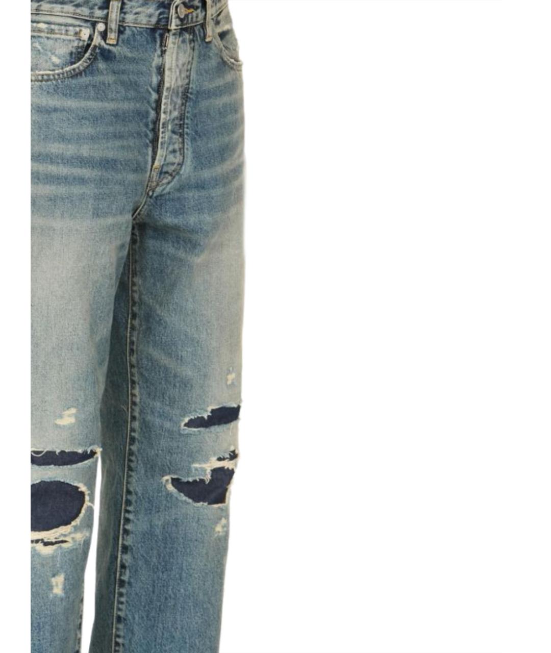 MAISON MARGIELA Голубые хлопковые прямые джинсы, фото 3