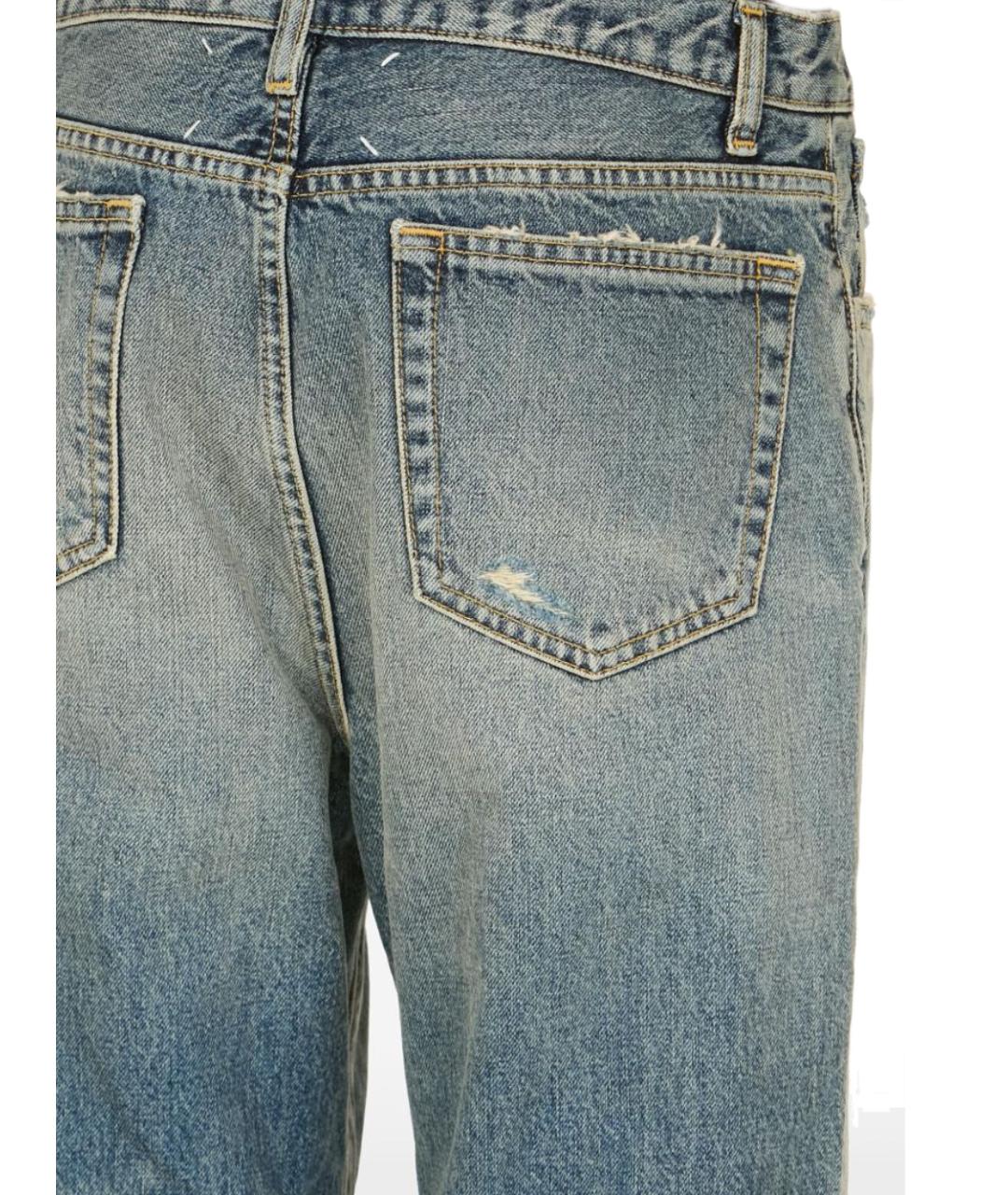 MAISON MARGIELA Голубые хлопковые прямые джинсы, фото 4