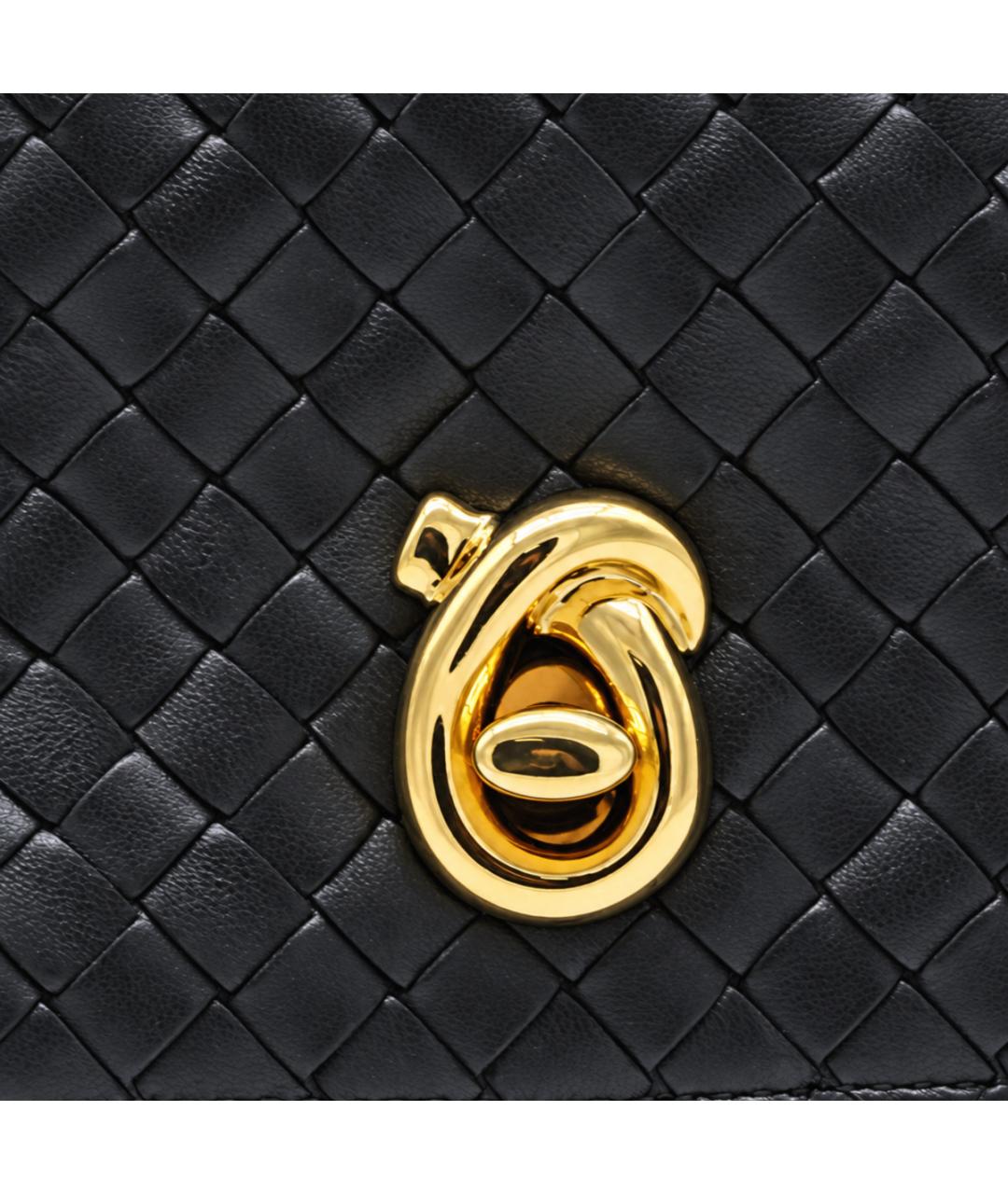 BOTTEGA VENETA Черная кожаная сумка через плечо, фото 5