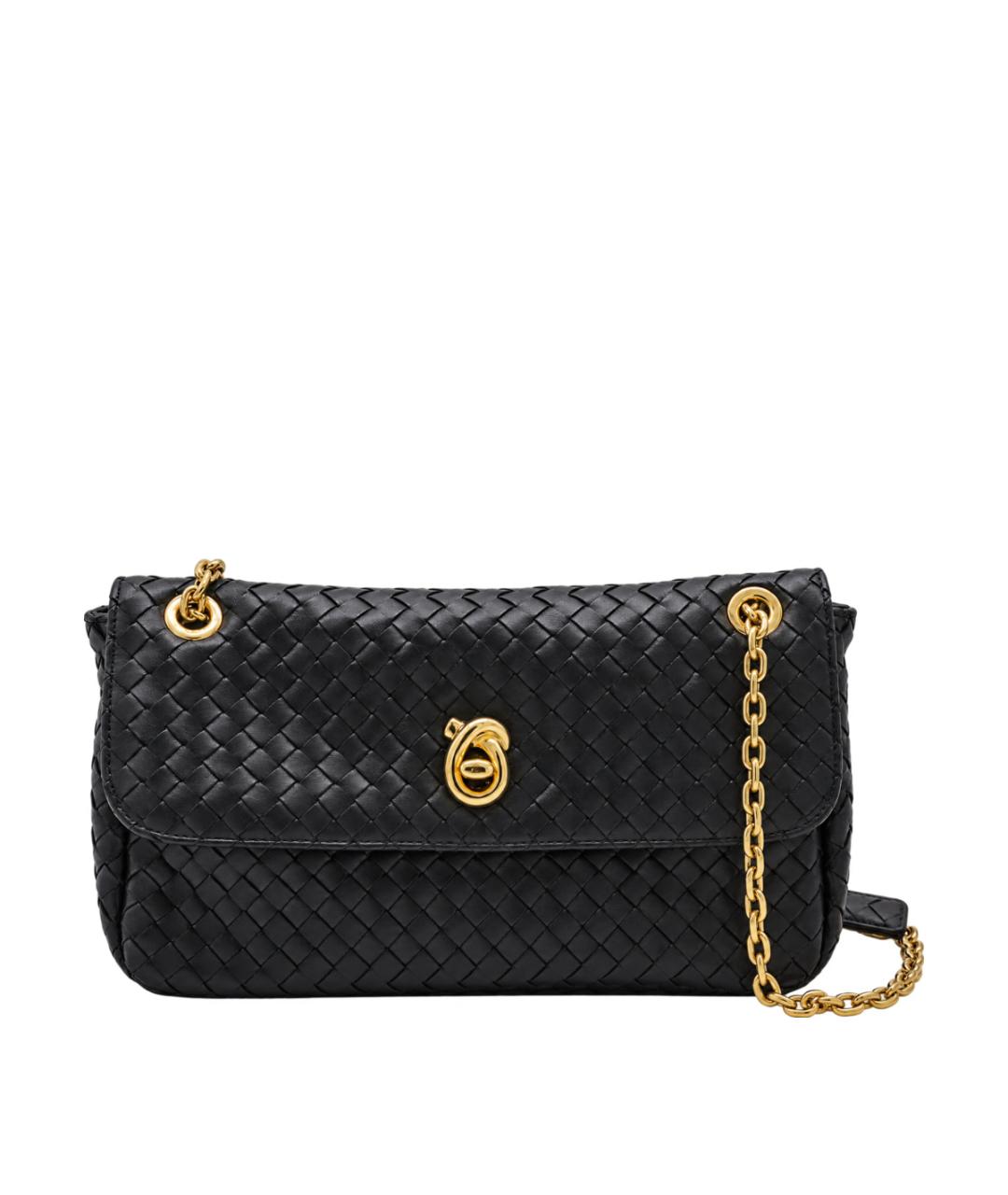 BOTTEGA VENETA Черная кожаная сумка через плечо, фото 1