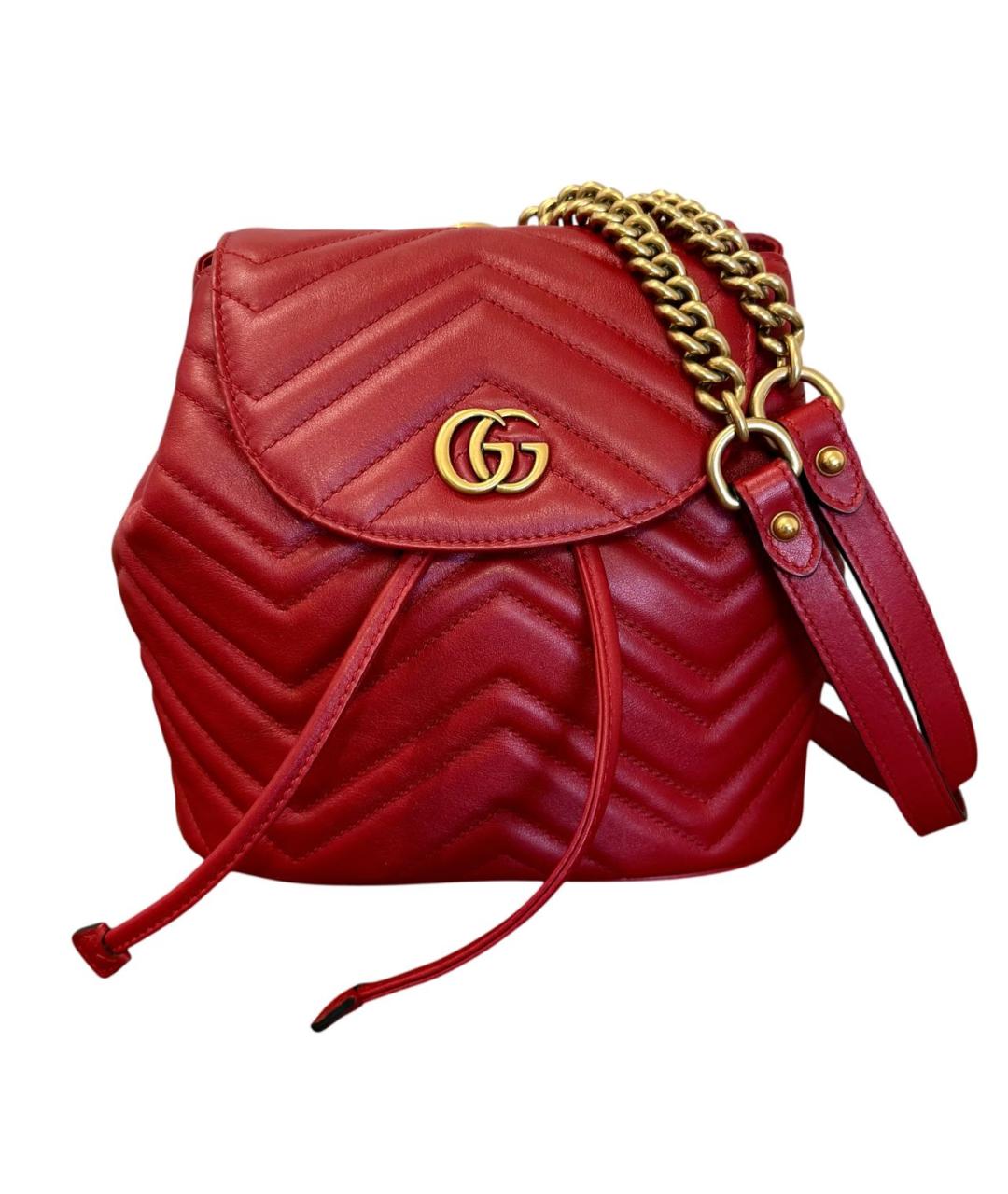 GUCCI Красный кожаный рюкзак, фото 1