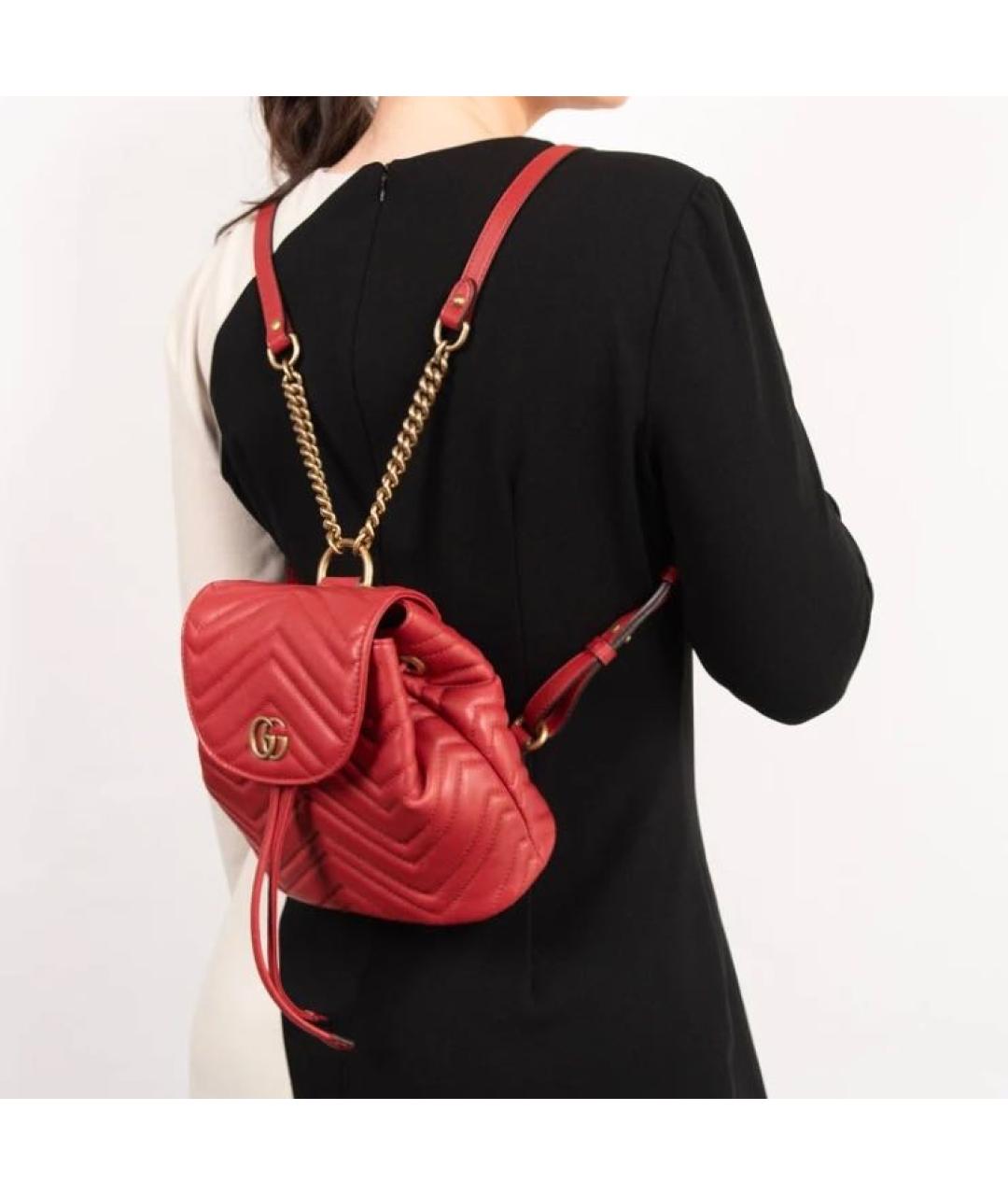 GUCCI Красный кожаный рюкзак, фото 4
