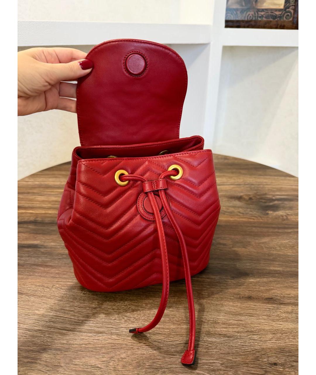 GUCCI Красный кожаный рюкзак, фото 7