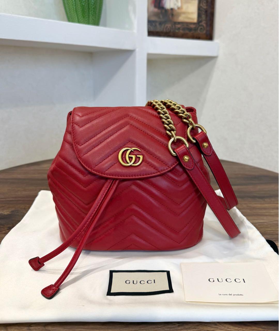 GUCCI Красный кожаный рюкзак, фото 2