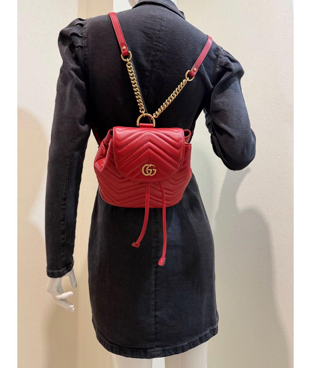GUCCI Красный кожаный рюкзак, фото 5