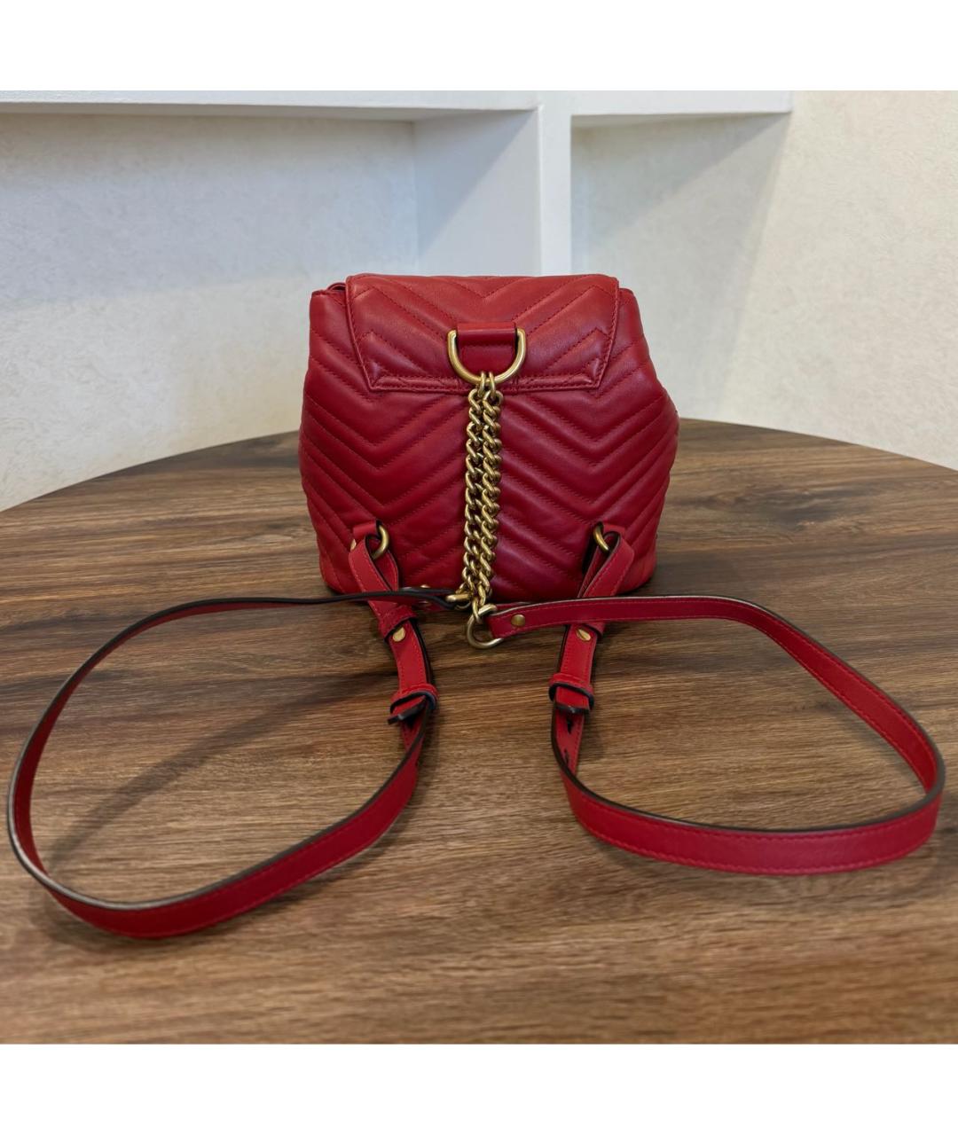 GUCCI Красный кожаный рюкзак, фото 8