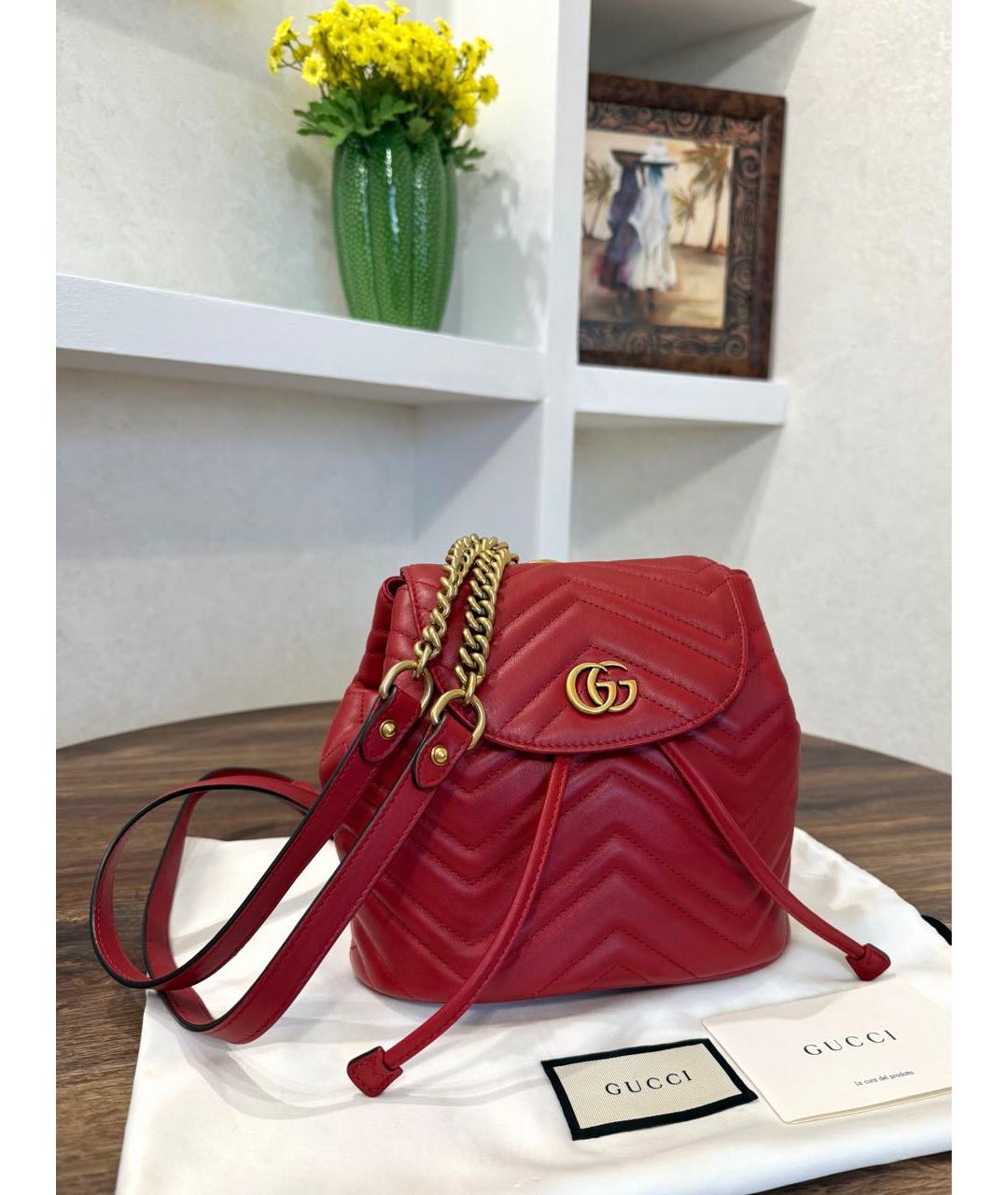 GUCCI Красный кожаный рюкзак, фото 3