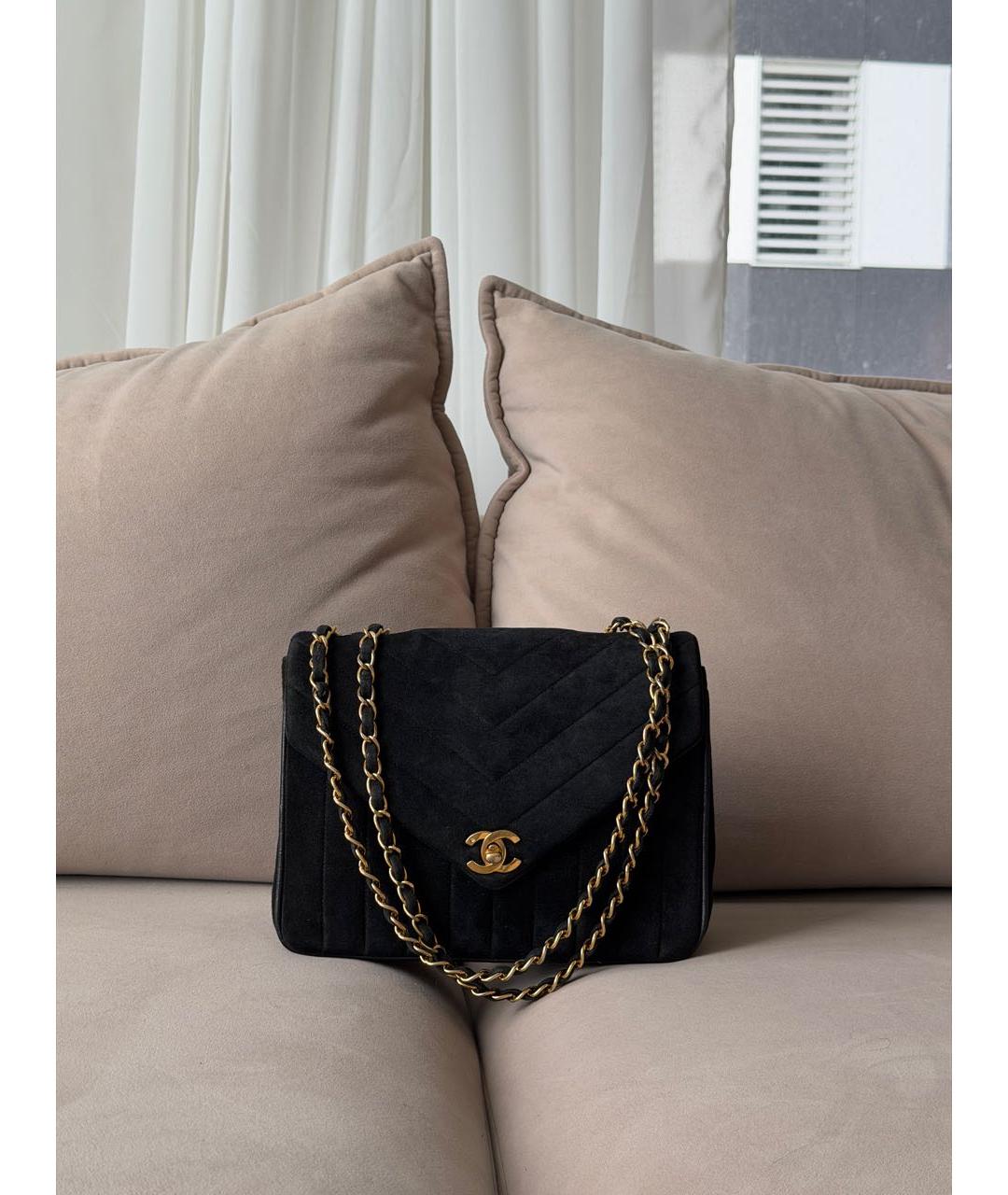 CHANEL Черная замшевая сумка через плечо, фото 2