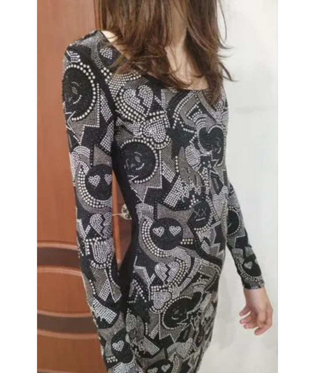 PHILIPP PLEIN Черное полиэстеровое коктейльное платье, фото 3