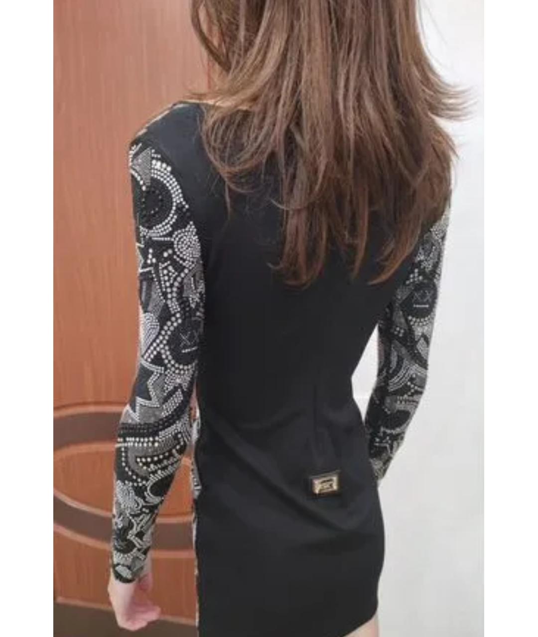 PHILIPP PLEIN Черное полиэстеровое коктейльное платье, фото 2
