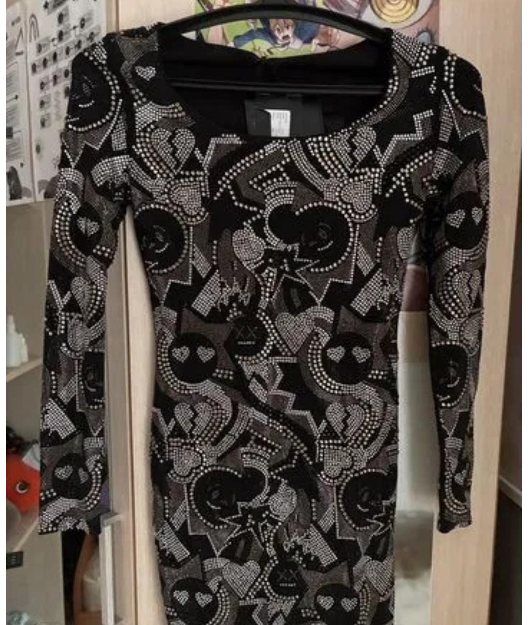PHILIPP PLEIN Черное полиэстеровое коктейльное платье, фото 4