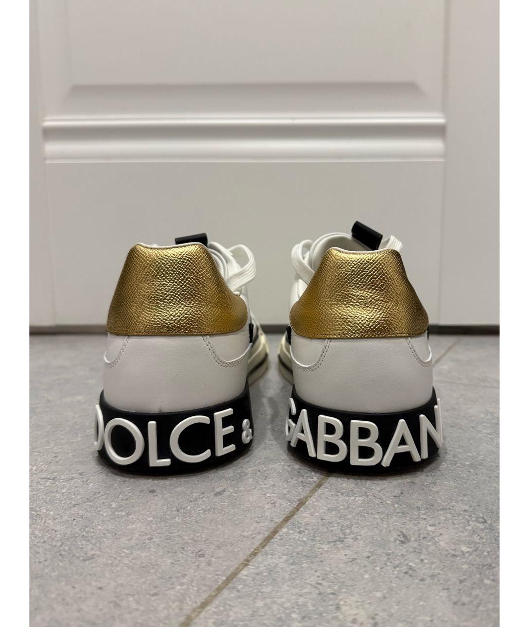DOLCE&GABBANA Белые кожаные низкие кроссовки / кеды, фото 4
