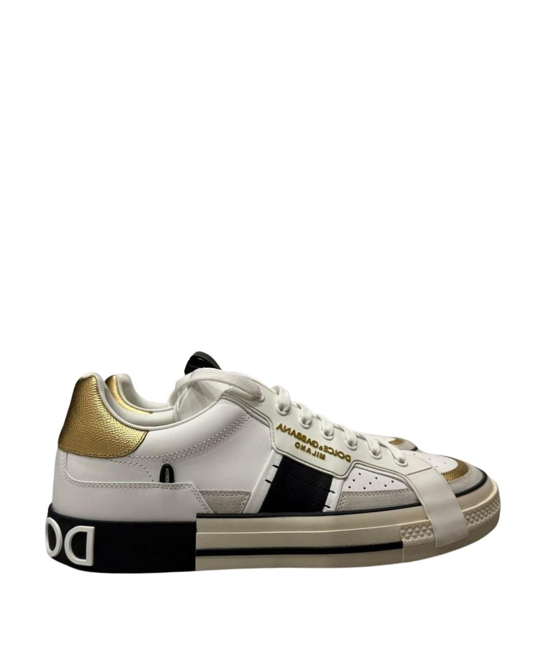 DOLCE&GABBANA Белые кожаные низкие кроссовки / кеды, фото 1
