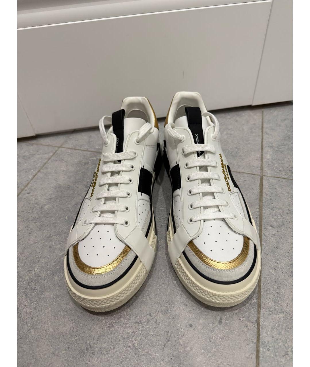 DOLCE&GABBANA Белые кожаные низкие кроссовки / кеды, фото 2