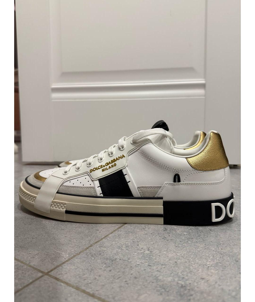 DOLCE&GABBANA Белые кожаные низкие кроссовки / кеды, фото 5