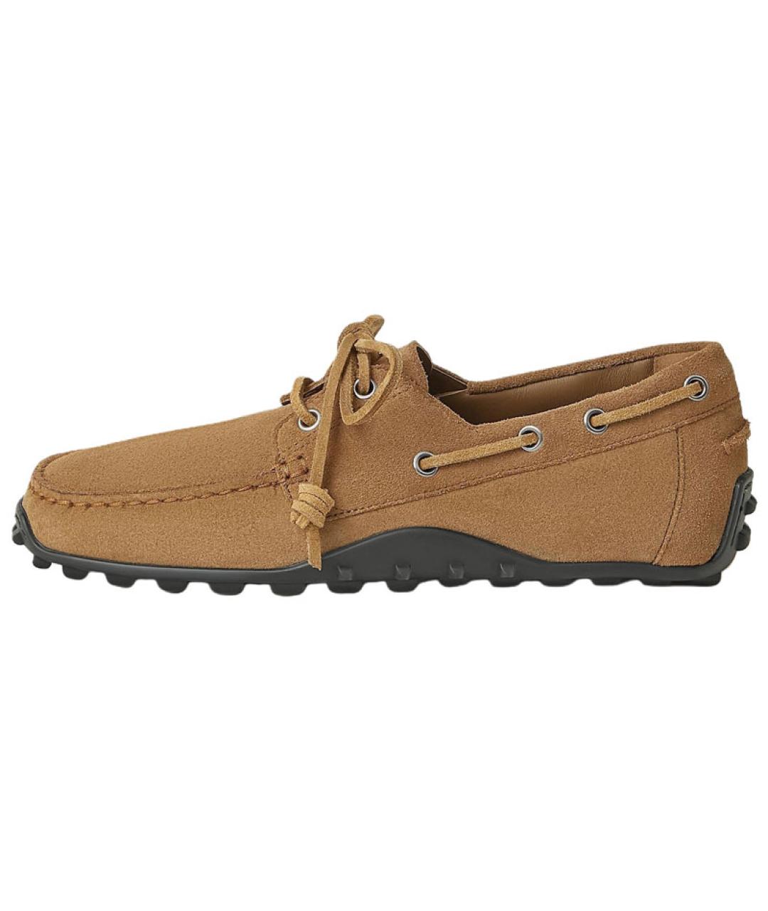 HERMES Коричневые замшевые мокасины, фото 2