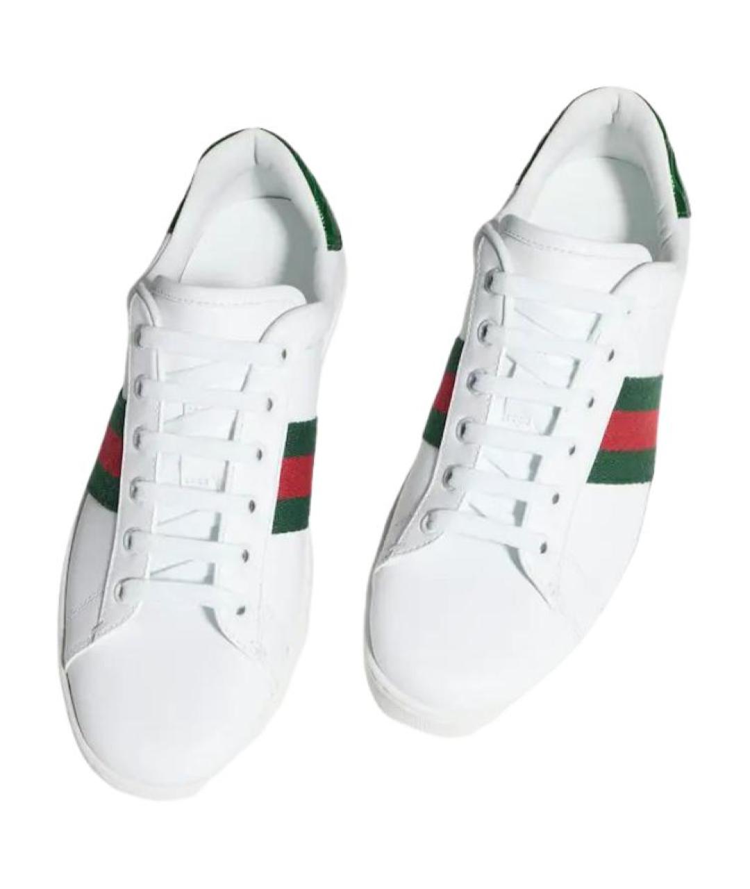 GUCCI Белые кожаные кроссовки, фото 5