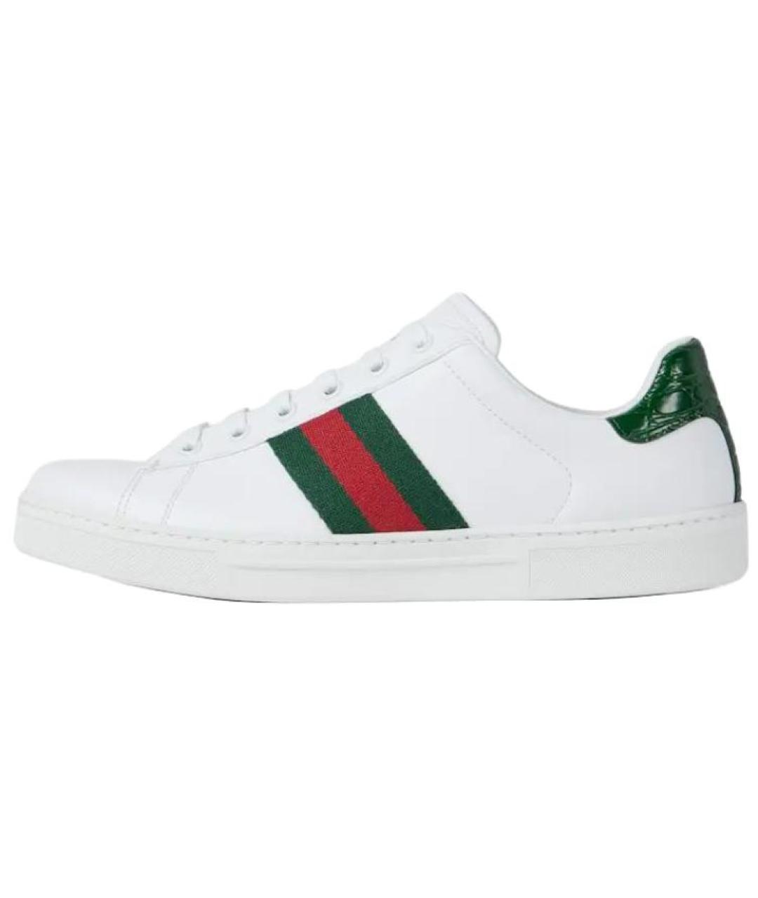 GUCCI Белые кожаные кроссовки, фото 2