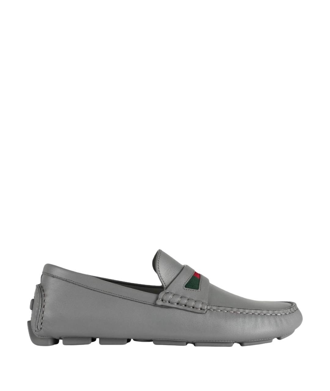 GUCCI Серые кожаные лоферы, фото 1