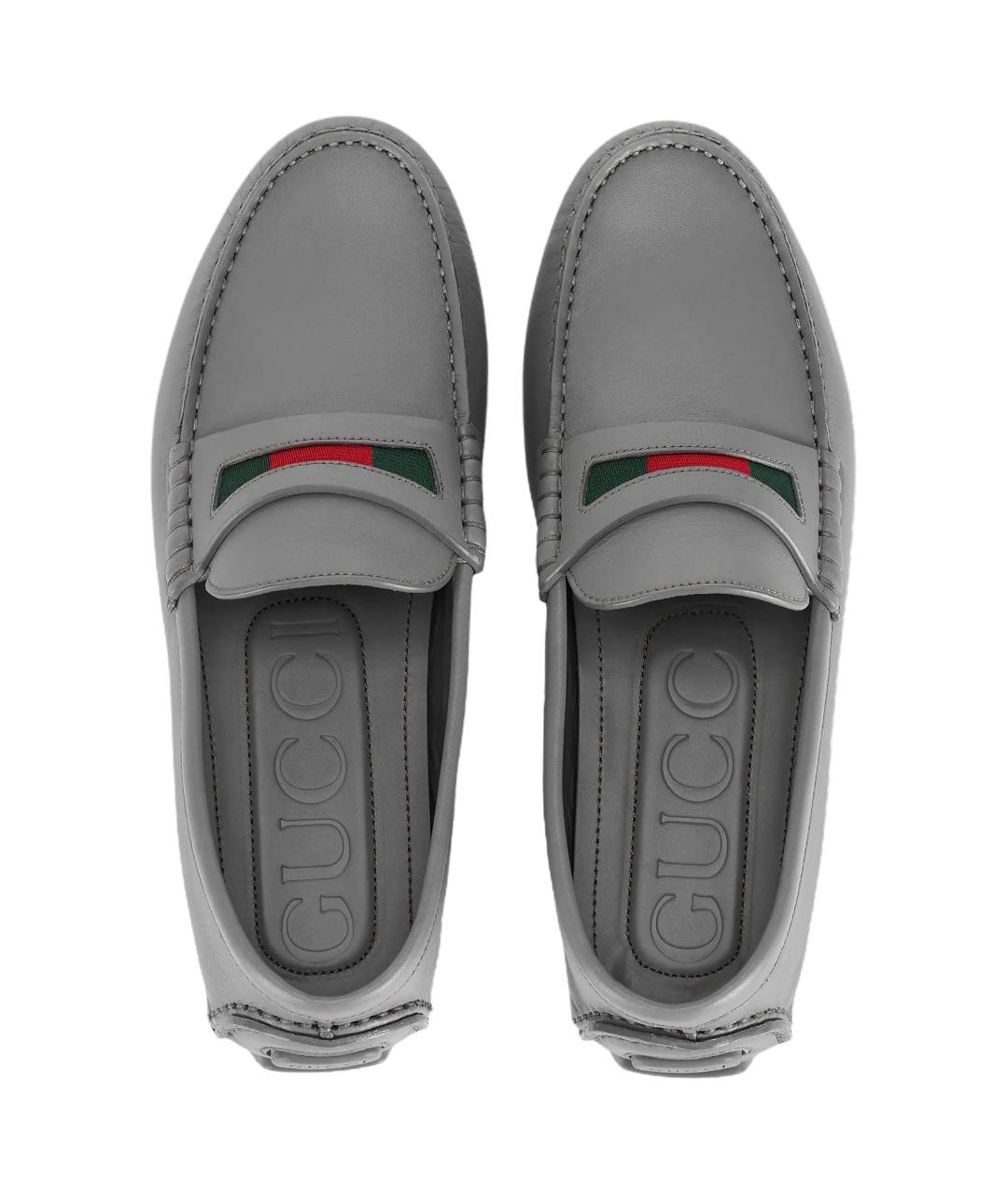 GUCCI Серые кожаные лоферы, фото 4