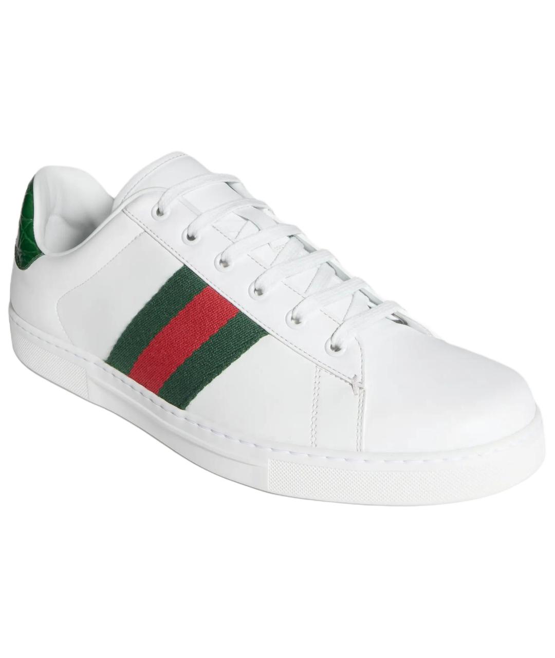 GUCCI Белые кожаные низкие кроссовки / кеды, фото 3