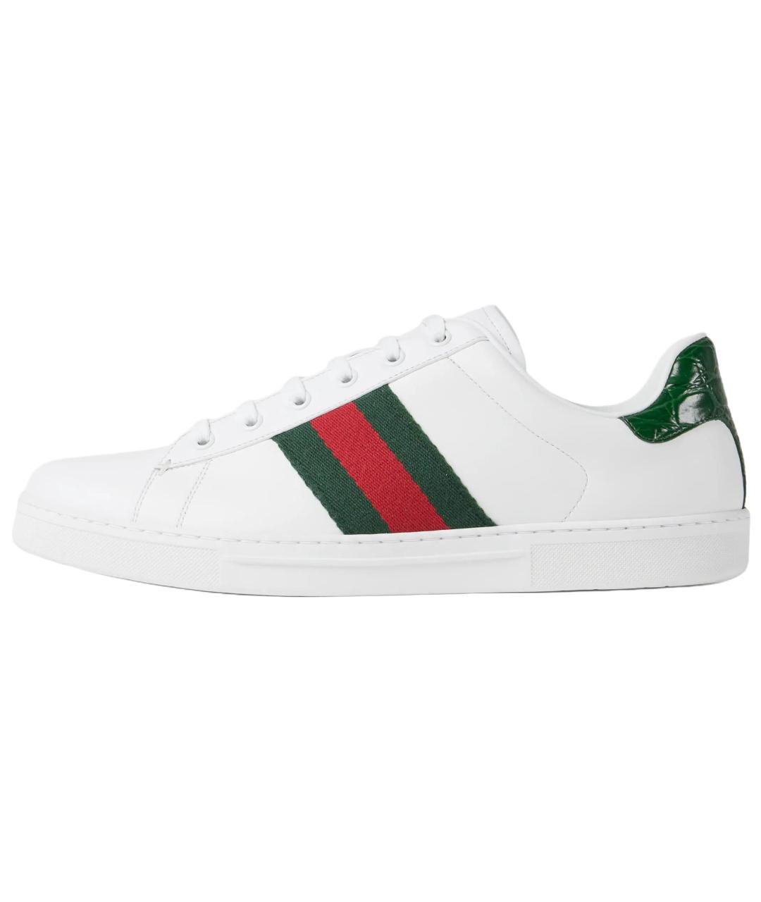 GUCCI Белые кожаные низкие кроссовки / кеды, фото 6