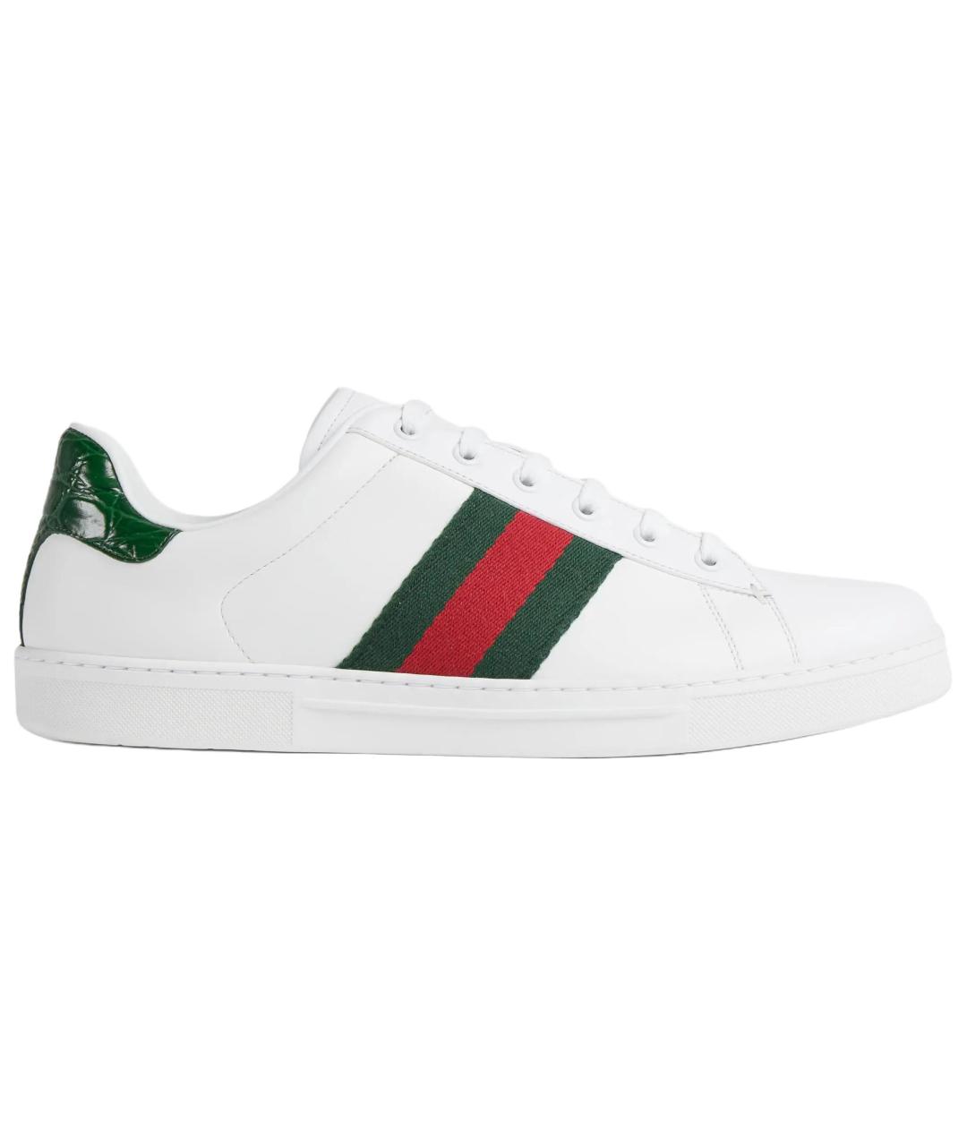 GUCCI Белые кожаные низкие кроссовки / кеды, фото 2