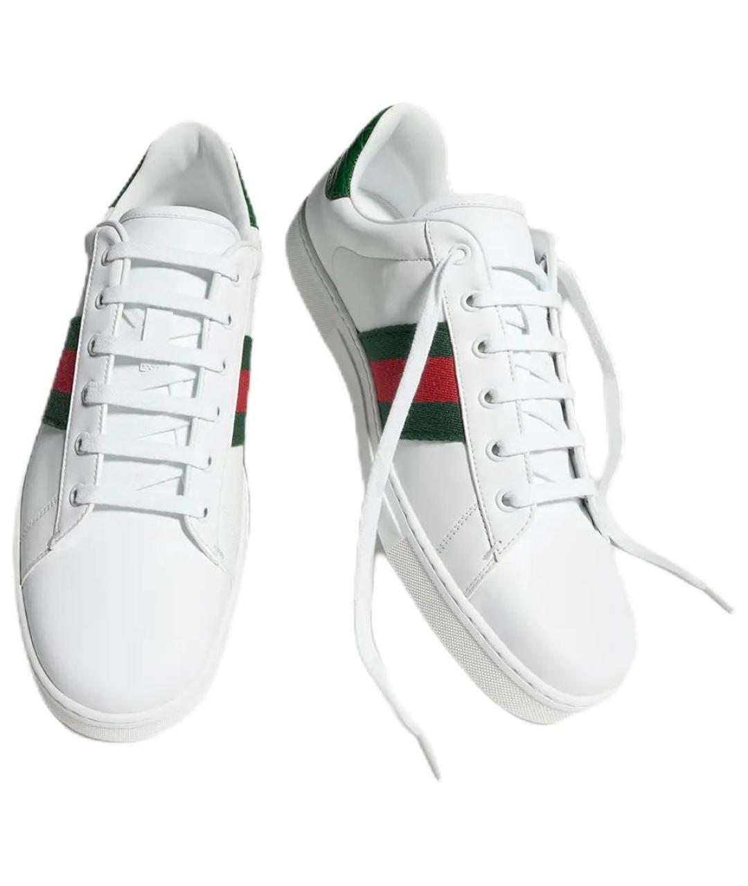 GUCCI Белые кожаные низкие кроссовки / кеды, фото 5