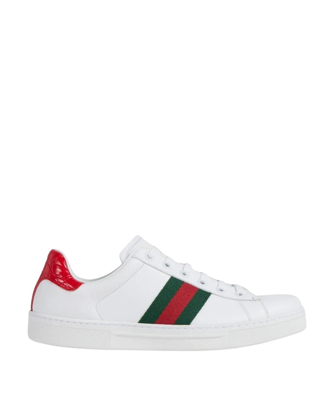 GUCCI Белые кожаные кроссовки, фото 1