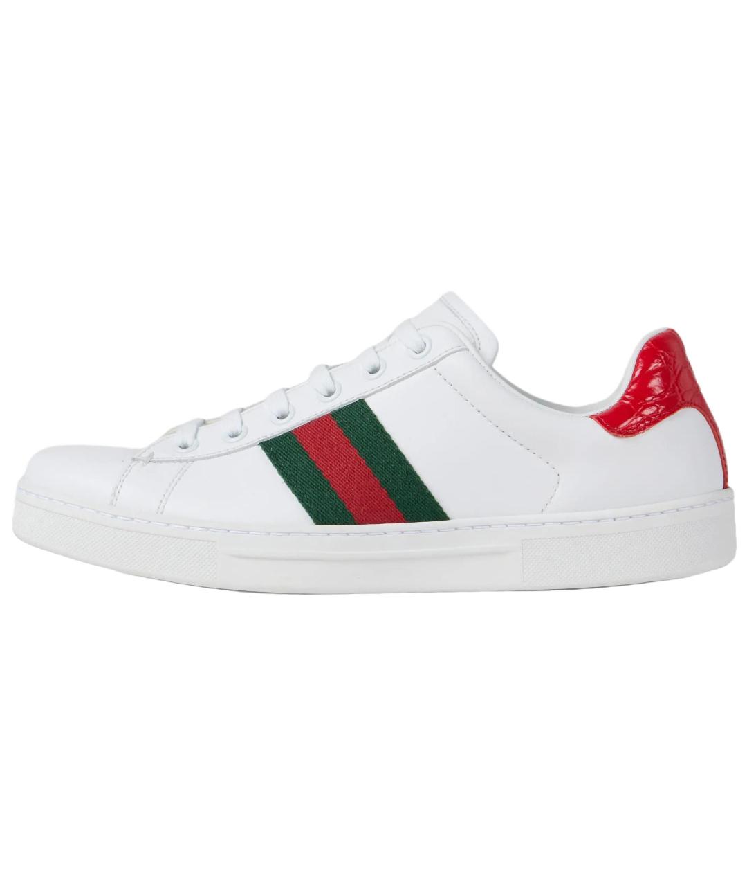 GUCCI Белые кожаные кроссовки, фото 2