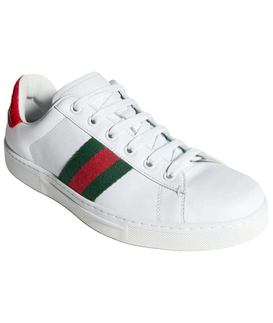 GUCCI Белые кожаные кроссовки, фото 3