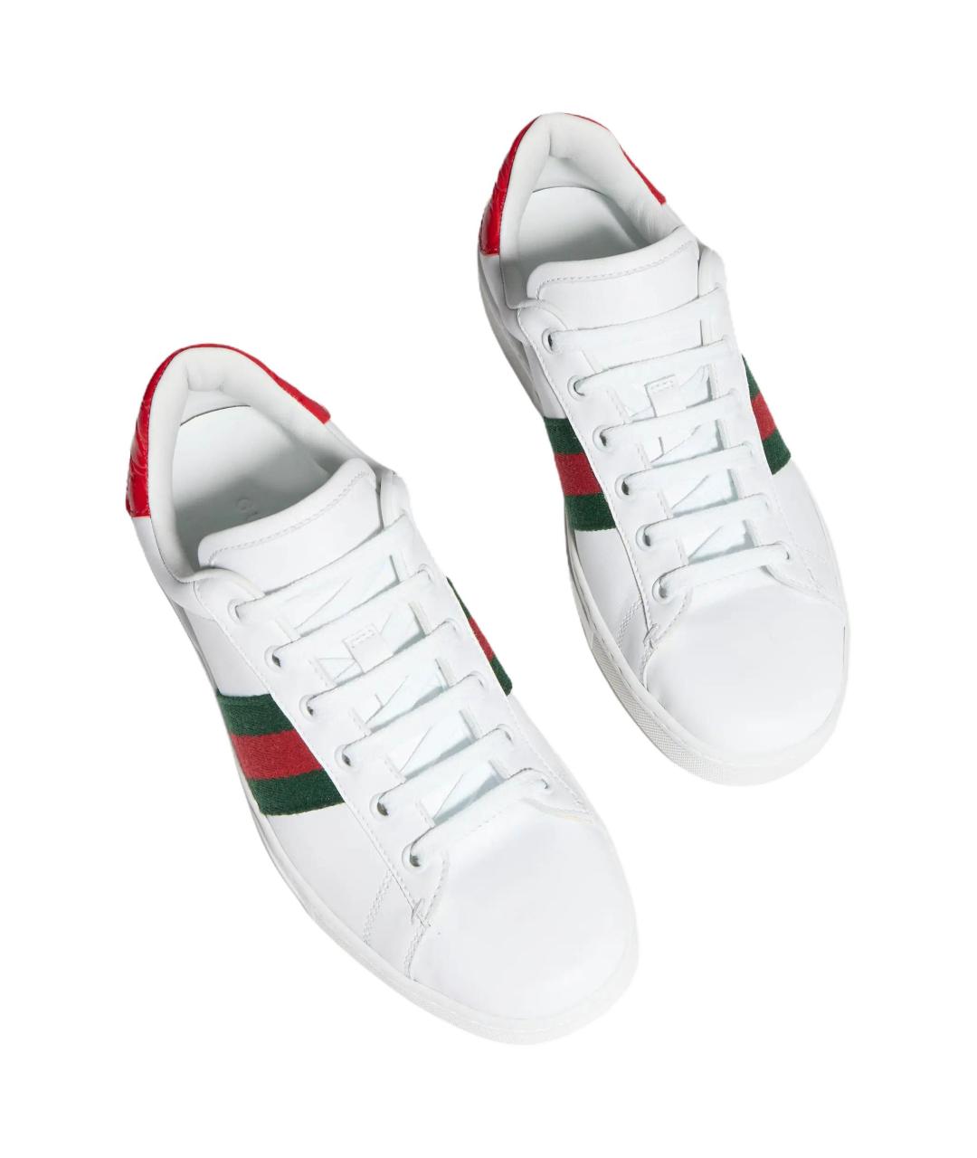 GUCCI Белые кожаные кроссовки, фото 4
