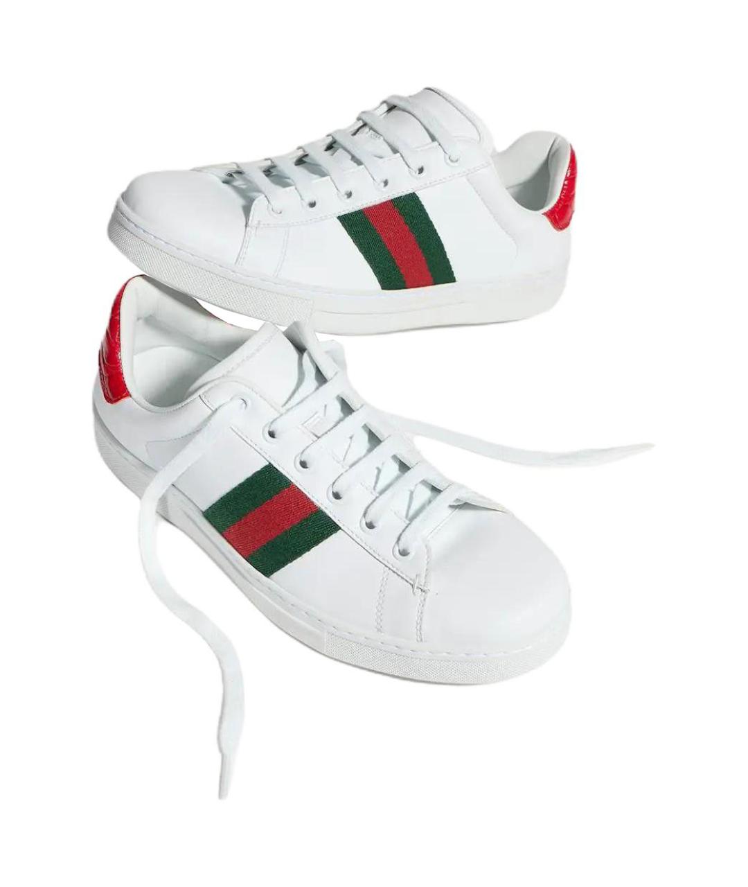GUCCI Белые кожаные кроссовки, фото 5