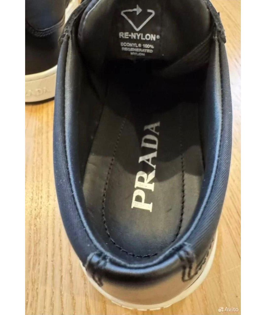 PRADA Черные кожаные кроссовки, фото 3