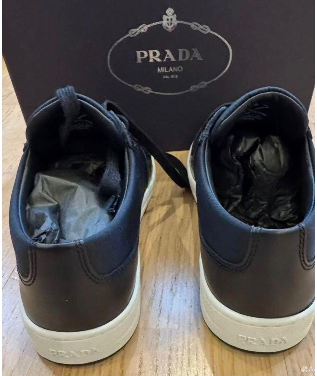 PRADA Черные кожаные кроссовки, фото 4