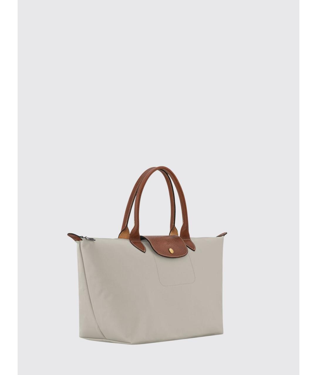 LONGCHAMP Бежевая синтетическая сумка с короткими ручками, фото 3