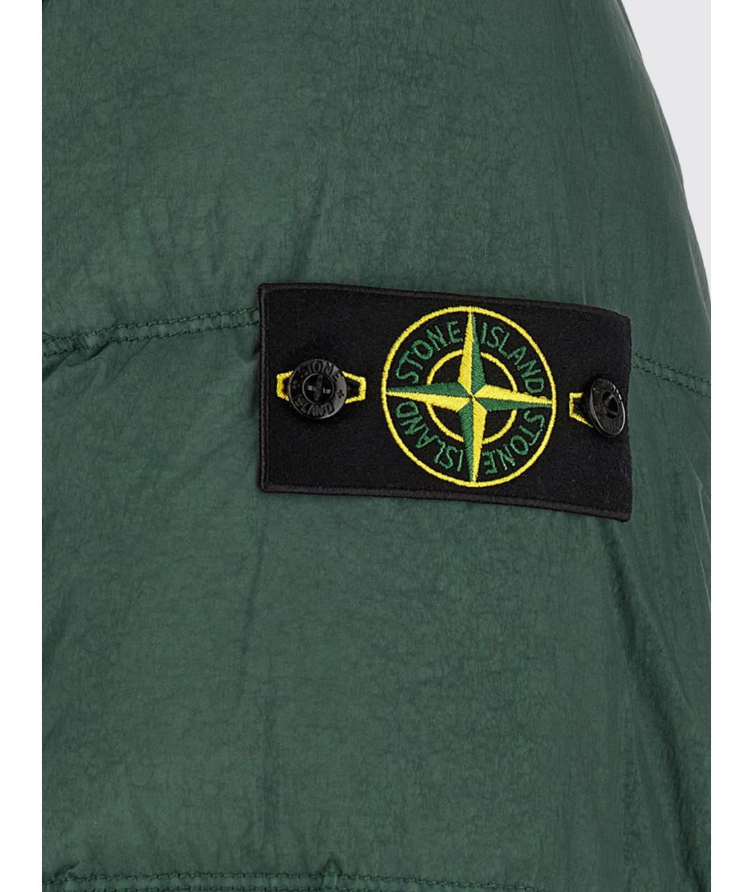 STONE ISLAND Зеленый полиамидовый пуховик, фото 4