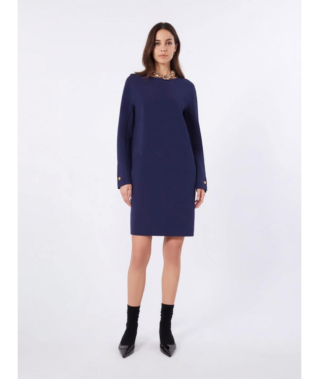 MAX MARA STUDIO Синее ацетатное повседневное платье, фото 2