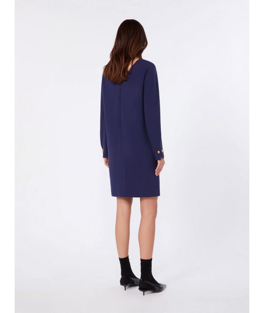 MAX MARA STUDIO Синее ацетатное повседневное платье, фото 3