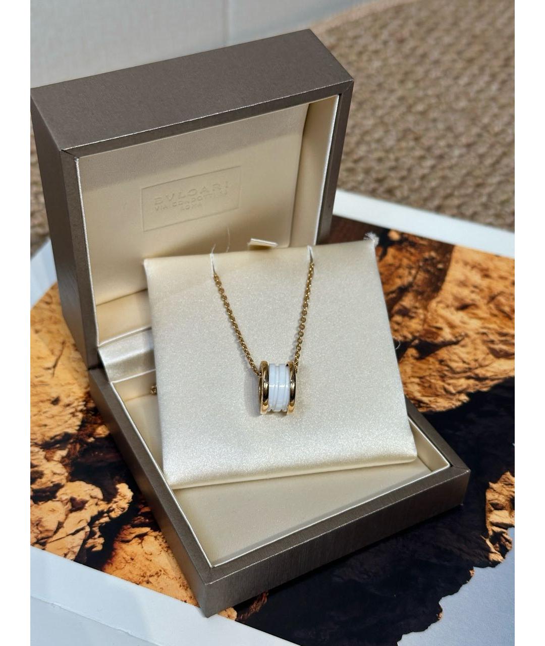 BVLGARI Белая подвеска из розового золота, фото 6