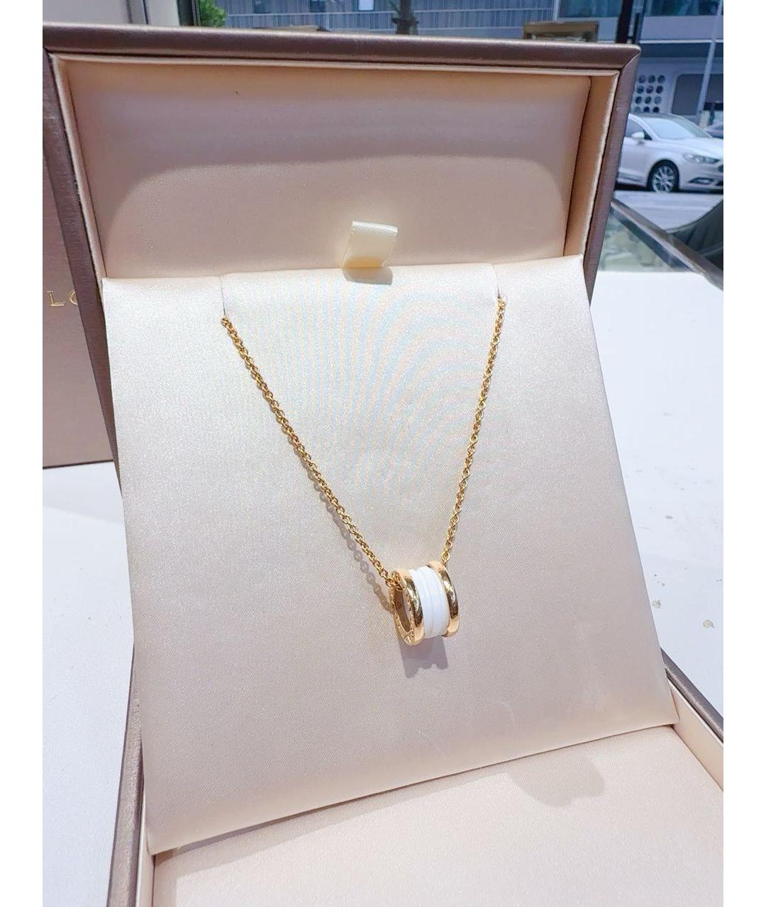 BVLGARI Белая подвеска из розового золота, фото 6