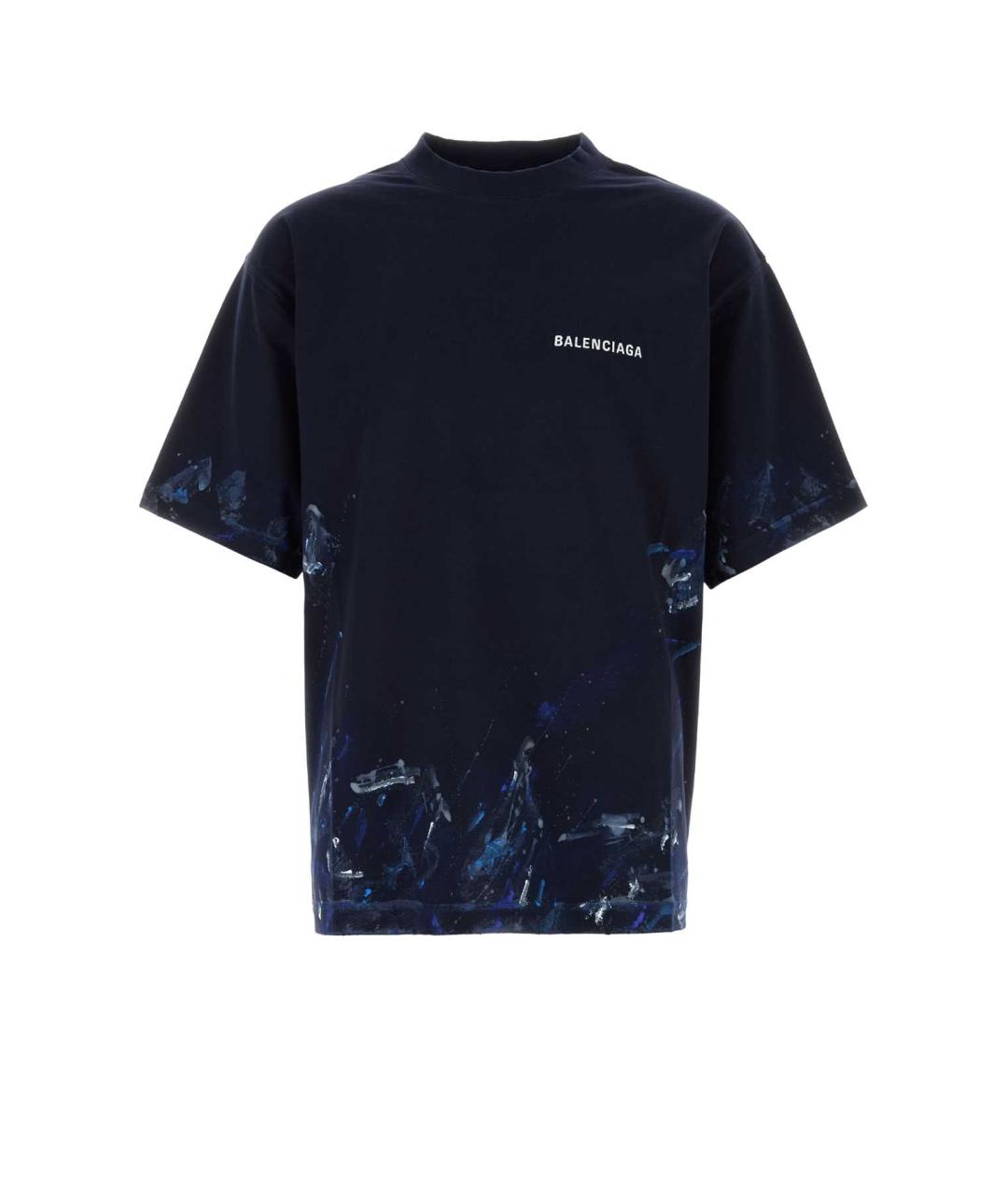 BALENCIAGA Синяя хлопковая футболка, фото 3